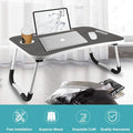 Fold Laptop Desk for Bed, Portable Laptop Bed Tray with Legs, Small Lazy Laptop Bed Tray with iPad Slots, Black Laptop Table for Adults/Students/Kids, Eating Working Desk for Couch/Sofa/Floor, HJ1832