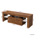 Television Stands for Living Room, Walnut TV Cabinet with LED and Storage Drawers for TVs up to 55'', Console Table Entertainment Center Furniture, S9818