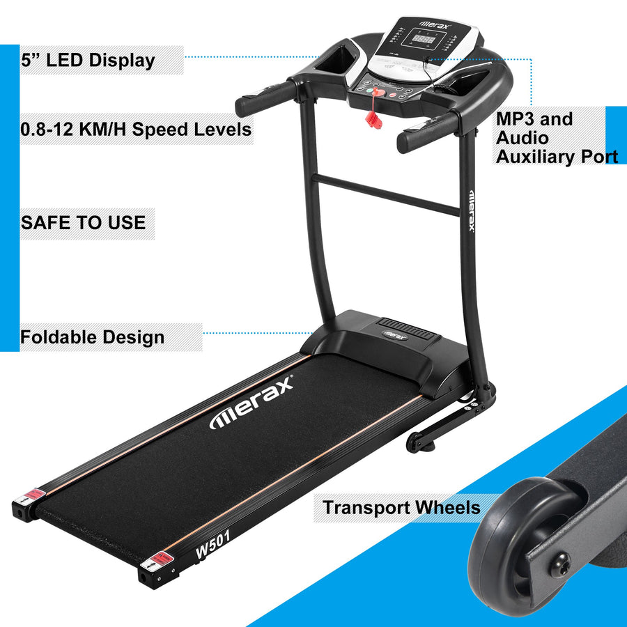 Smart Digital Exercise Equipment - Folding Electric Motorized Treadmill for Home, Large Running Surface, Easy Assembly Motorized Running Machine for Running & Walking, I7184