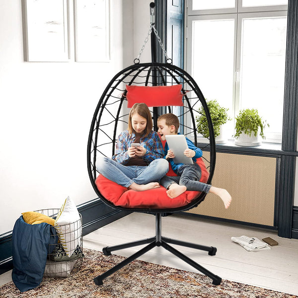 Wicker egg swivel discount chair