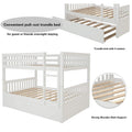 Solid Wood Bunk Beds for Kids, SEGMART White Full over Full Bunk Bed with Trundle, Solid Wood Full Bunk Bed with Ladder, Full Size Detachable Bunk Bed Frame for Kids, Boys, Girls, Teens, LLL1470