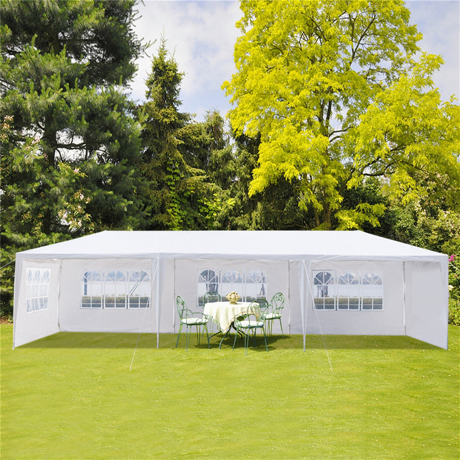 SEGMART 10 x 30 Canopy Tent with 5 Removable SideWalls for Patio Garden, Sunshade Outdoor Gazebo BBQ Shelter Pavilion, for Party Wedding Catering Gazebo Garden Beach Camping Patio, White, SS1094