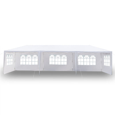 SEGMART 10 x 30 Canopy Tent with 5 Removable SideWalls for Patio Garden, Sunshade Outdoor Gazebo BBQ Shelter Pavilion, for Party Wedding Catering Gazebo Garden Beach Camping Patio, White, SS1094