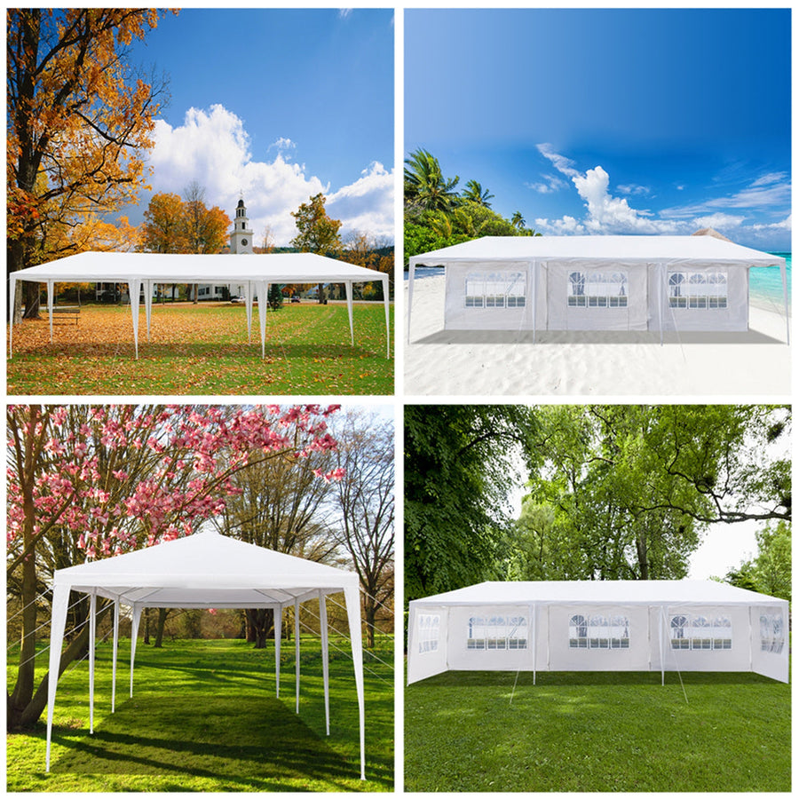 SEGMART 10 x 30 Canopy Tent with 5 Removable SideWalls for Patio Garden, Sunshade Outdoor Gazebo BBQ Shelter Pavilion, for Party Wedding Catering Gazebo Garden Beach Camping Patio, White, SS1094