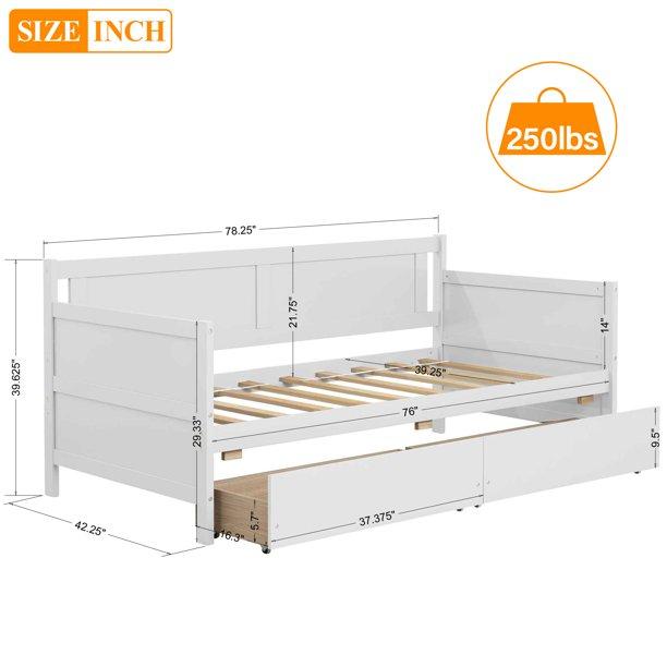 SEGMART Modern Daybed Bed with 2 Storage Drawers, S005