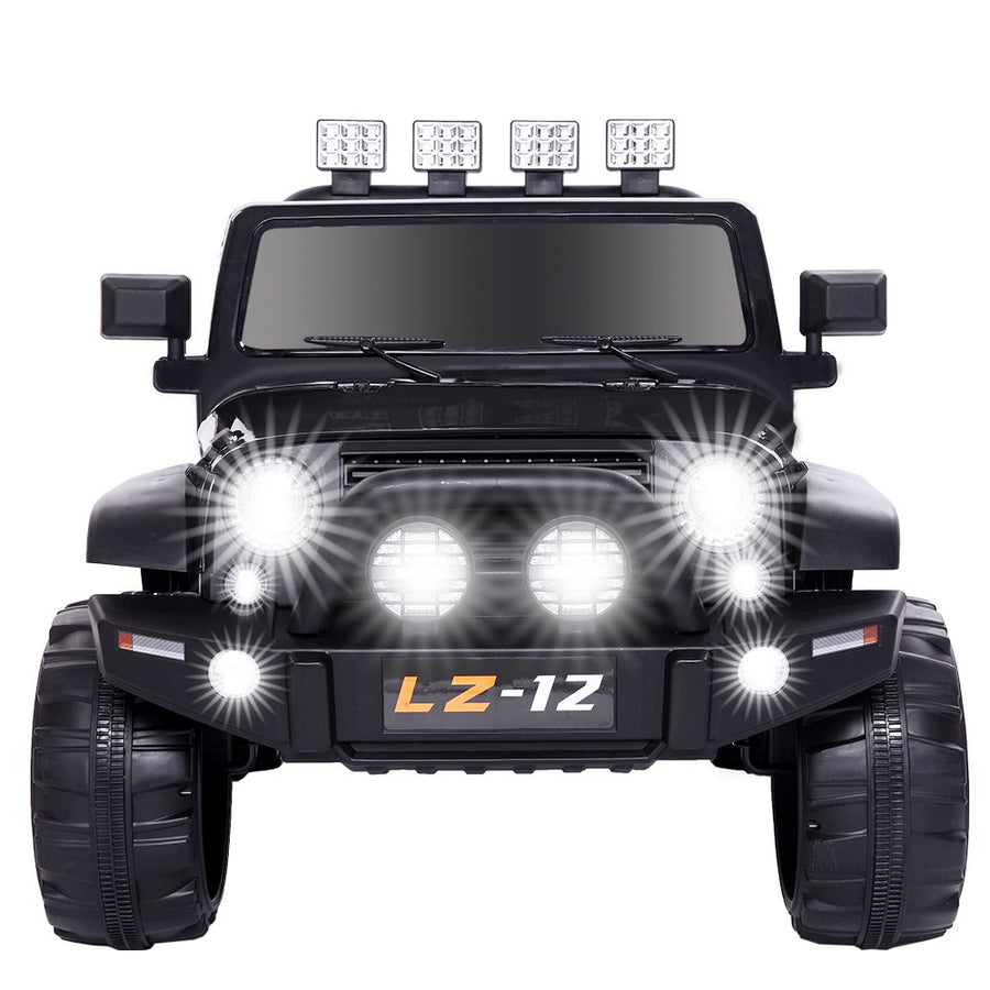 Electric Ride on Car, 12V Kid Ride on Cars with 2.4G Remote Control, Electric Ride on Truck Car with LED Lights, Horn, MP3 Player, Black Battery-Powered Ride on Toys for Boys Girls, 3 Speeds, L6448