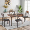 Industrial Style Dining Table Set, Durable Metal Construction MDF Wooden Kitchen Sets for 4 Persons, Modern Rectangular Table with 4 Chairs for Dining Room, Pub and Bistro, B481