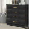 Dressers for Bedroom, Heavy Duty 4-Drawer Wood Chest of Drawers, Modern Storage Bedroom Chest for Kids Room, Black Vertical Storage Cabinet for Bathroom, Closet, Entryway, Hallway, Nursery, L2027