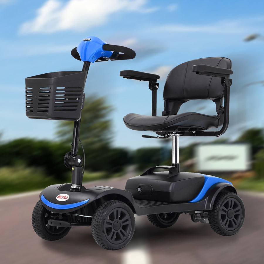 Segmart 4 Wheel Mobility Scooter, Heavy Duty Electric Motorized Scooters for Seniors, Long Travel Lightweight Compact Scooter with 360° Swivel Seat, Outdoor Power Scooter with Anti-Tip wheels, Blue, SS543