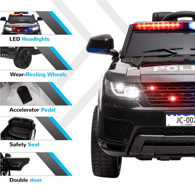 Battery Powered Police Ride on Toys, 12V Ride on Cars with Remote Control, L