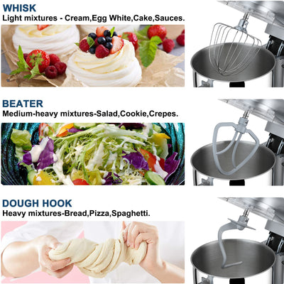 SEGMART 3 in 1 Stand Mixer, 7.4QT 6-Speed Tilt-Head Electric Mixer with Dishwasher Safe Dough Hook, Flat Beater, Wire Whip & Spatula for Most Home Cooks, Multifunction Standing Mixer - 660W, K136