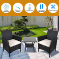 Patio Furniture Sets Clearance, 3 Piece Wicker Patio Set with Glass Dining Table, Modern Bistro Patio Set Rattan Chair Conversation Sets with Coffee Table for Backyard, Porch, Garden, Poolside, L3091