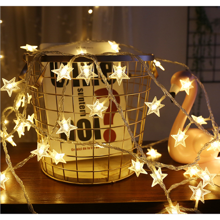 Christmas LED Star String Lights, 9.84FT 20LED String Lights Indoor/Outdoor Waterproof Decorative Light, Battery Operated Fairy String Lights for Bedroom, Garden, Christmas Tree, Wedding, Warm White