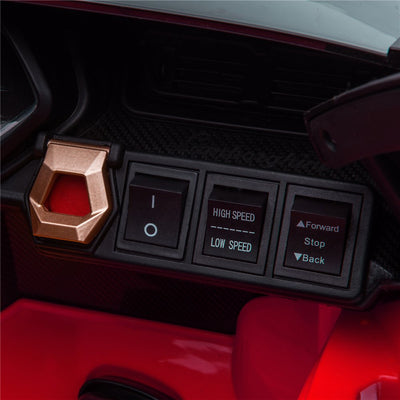 Electric Kids Ride on Toys for Boys Girls, 12V Ride on Cars with Remote Control, Battery Powered Ride on Sport Car, Ride on Toys with LED Lights/Safety-Belt/Horn, Red, LLL3289