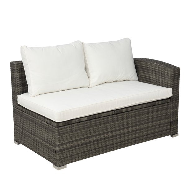 4 Piece Outdoor Patio Furniture Set, 2 Rattan Patio Chairs with Glass ...