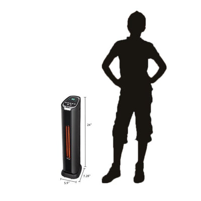 24" 1500W Infrared Heater, Indoor Personal Heater with Remote Control, Electric Ceramic Heater with 2 Element Quartz, Tip-Over Protection, 3 Heat Settings, Quick Heat-up for Home Office, S8643