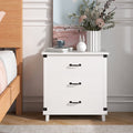 SEGMART Nightstand with 3 Drawers for Bedroom, 27.4''*15.9''*27.95'' Elegant Dresser Cabinet w/Nickel-Hued Knobs, 250lbs, White, S6298