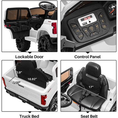 Licensed Chevrolet 12V Ride on Toys for Kids, Ride on Truck w/ Remote Control, Toddler Electric Motorized Vehicles Ride on Cars Christmas Gifts for Girls Boys, Spring Suspension, White, L