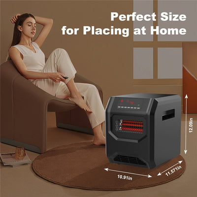 Space Heater, 1500W/750W Portable Electric Infrared Quartz Heater with Timer and Thermostat, Small Space Heater with Remote Control for Office Home, Overheat and Tip-over Protection, 3 Heat Settings