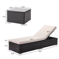 Outdoor Lounge Chairs, 3Pcs Patio Chaise Lounge Chairs Furniture Set with Adjustable Back and Coffee Table, All-Weather Rattan Reclining Lounge Chair for Beach, Backyard, Porch, Garden, Pool, S1002