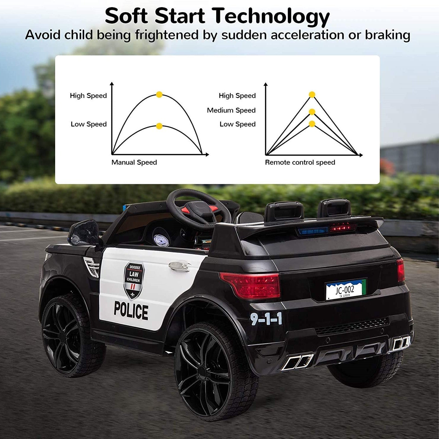 Battery Powered Police Ride on Toys, 12V Ride on Cars with Remote Cont ...