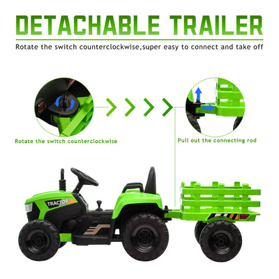 Power Tries Kids Ride on Car Toy, SEGMART 12V Ride-On Agricultural Vehicle with Trailer, Boys & Girls Kid Tractor with Charger, 2 Speeds, Music, Birthday Gift for 1-5 Boys & Girls, Red, SS026