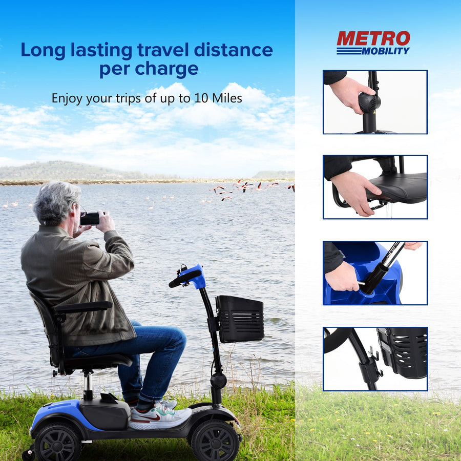 Segmart Outdoor Mobility Scooters for Senior, 4 Wheel Mobility Scooter with Front LED Light, Motorized Electric Medical Carts for Adults, 10 Miles, 265 lbs, Blue, SS576