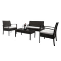 Wicker Patio Furniture, 4 Piece Patio Furniture Sets, Wicker Outdoor Furniture with Loveseat, Coffee Table and 2 Armchairs, Outdoor Sectional Sofa Set with Cushions for Backyard/Poolside, LLL4346