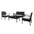 Segmart Patio Conversation Furniture Set, 4 Pieces Outdoor Wicker Rattan Chairs Sofa with Soft Cushion and Glass Table, Backyard Balcony Porch Poolside loveseat and 2pcs Single Chair, S1741