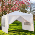 Canopy Party Tent for Outside, 10' x 10' Patio Gazebo Tent with 4 SideWalls, SEGMART Upgraded White Outdoor Party Wedding Tent, White Backyard Tent for Catering Garden Beach Camping,L163