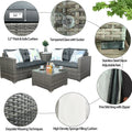 Segmart 4 Piece Outdoor Patio Furniture Set, All-Weather Rectangle Patio Sofa Wicker Set L, Metal