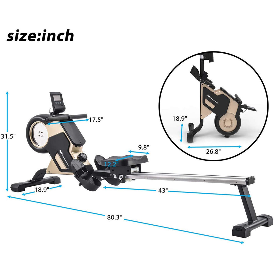 Clearance! Rowing Machine for Home, Indoor Rower Machine with Magnetic Tension System, LED Monitor and 8-level Resistance Adjustment, Silent Fitness Equipment for Home Gym, L4428
