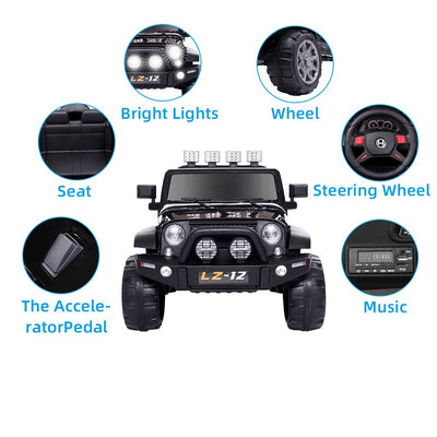 Ride on Cars with Remote Control seater, 12V Kids Ride on Cars for Boys Girls, Electric Ride on Truck Car with LED Lights, Horn, MP3 Player, Battery-Powered Ride on Toys, 3 Speeds, L6449
