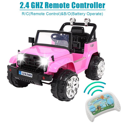 Ride on Cars for Girls, 12V Electric Ride on Cars with Remote Control, Pink Motorized Vehicles Ride on Truck Car with Lights, L6675