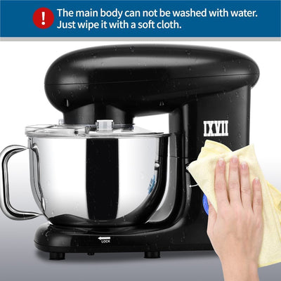 Kitchen Stand Mixer, Black 5.8QT Tilt-Head Electric Stand Mixer with Handle, 660W 6-Speed Food Dough Mixer with Stainless Steel Bowl/Dough Hook/Beater/Whisk/Spatula for Baking, Cake, Cookie, HJ158
