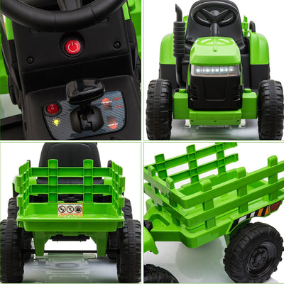 Power Tries Kids Ride on Car Toy, SEGMART 12V Ride-On Agricultural Vehicle with Trailer, Boys & Girls Kid Tractor with Charger, 2 Speeds, Music, Birthday Gift for 1-5 Boys & Girls, Red, SS026