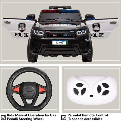 Battery Powered Police Ride on Toys, 12V Ride on Cars with Remote Control, L