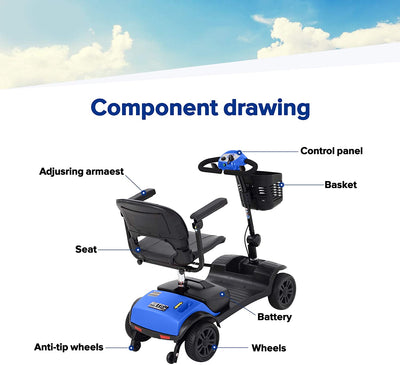 Segmart Motorized Scooter with 360° Swivel Seat, 4 Wheel Electric Mobility Scooter with Detachable Basket and Control Panel, Electric Medical Carts for Senior Handicapped Adults, Maximum Speed 5 Mph, 265 lbs, SS559