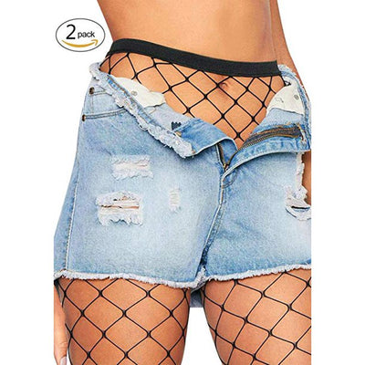 Fishnet Stockings Plus Size for Women, 2 Pair High Waist Hollow Mesh Tights Fishnet Stockings, S11