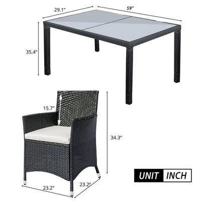 Patio Dining Set Seats 6, 7 Piece Outdoor Patio Furniture Set with Glass Dining Table, All-Weather, For Backyard, Porch, Garden, Poolside, L2183