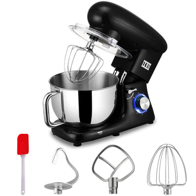 Kitchen Stand Mixer, Black 5.8QT Tilt-Head Electric Stand Mixer with Handle, 660W 6-Speed Food Dough Mixer with Stainless Steel Bowl/Dough Hook/Beater/Whisk/Spatula for Baking, Cake, Cookie, HJ158