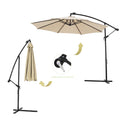 Offset Patio Umbrellas, 10FT Solar LED Outdoor Umbrella with 24 Led Lights, Hanging Cantilever Market Patio Umbrella with Crank, Cross Base, Backyard Offset Umbrella for Garden Pool, L6087