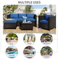 Outdoor Conversation Sets, 5 Piece Patio Furniture Sets with 3-Seater Sofa, Ottoman, Coffee Table, Armchair, Outdoor Patio Sectional Sofa Set with Cushions for Backyard, Porch, Garden, LLL1386