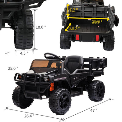 Electric Kids Toys, Kids Ride-on Tractor with Trailer, 12V Car w/ Parental Remote Control, Safety Belt, Music, MP3 Player, Headlight, Motorized Truck for Boys Girls