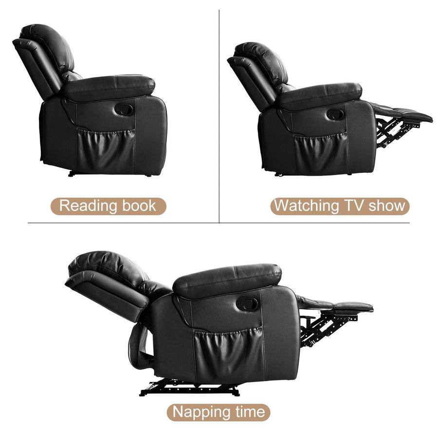 Oversized Recliner Chairs on Clearance, Massage Recliner Chair with Heat for elderly, High-Grade PU Leather Sofa Lounge Chair with 8 Vibration Points, Safety Ergonomic Recliner Sofa