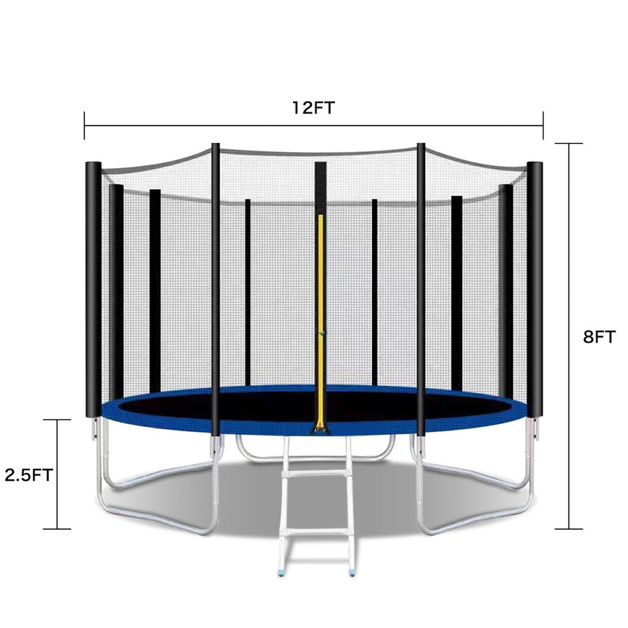 Trampoline for Exercise, New Upgraded 12-Feet Outdoor Trampoline with Safety Enclosure Net, Basketball Hoop and Ladder, Heavy-Duty Round Trampoline for Indoor or Outdoor Backyard, Capacity 400lbs,L3735
