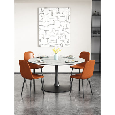 31.5" Round Tulip Table in Black, Mid-Century Modern Dining Table with Round Top and Pedestal Base, Conference Pedestal Desk, Leisure Coffee Table, Seat for 2-4, Max Loading 220lbs, K2038