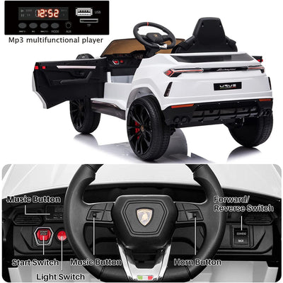 12 V Ride on Toys With Remote, SEGMART 12V Kids Electric Ride On Car for Boys Girls, Battery Powered Electric Vehicles with Remote Control, LED Lights, Music, Horn, Kids Gifts, White, LL617