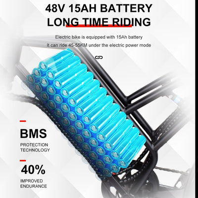 Electric Bikes for Adults, Powerful Electric Bicycle with 700W Motor, Shimano 7-Speed Electric Bike with Headlight/LCD Display, Removable 48V 15Ah Battery, Electric Mountain Bike for Women/Men/Teen, L