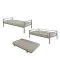 Twin Over Twin Bunk Beds, Convertible Bunk Beds with Trundle for Kids, Sturdy Metal Loft Bed Frame with Staircases, Convertible Bunk Bed with Guard Rail, No Spring Box Needed, Silver, SS1383